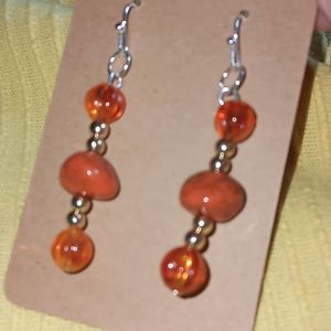 Hand Crafted New orange stone and gold plated statement drop Earrings